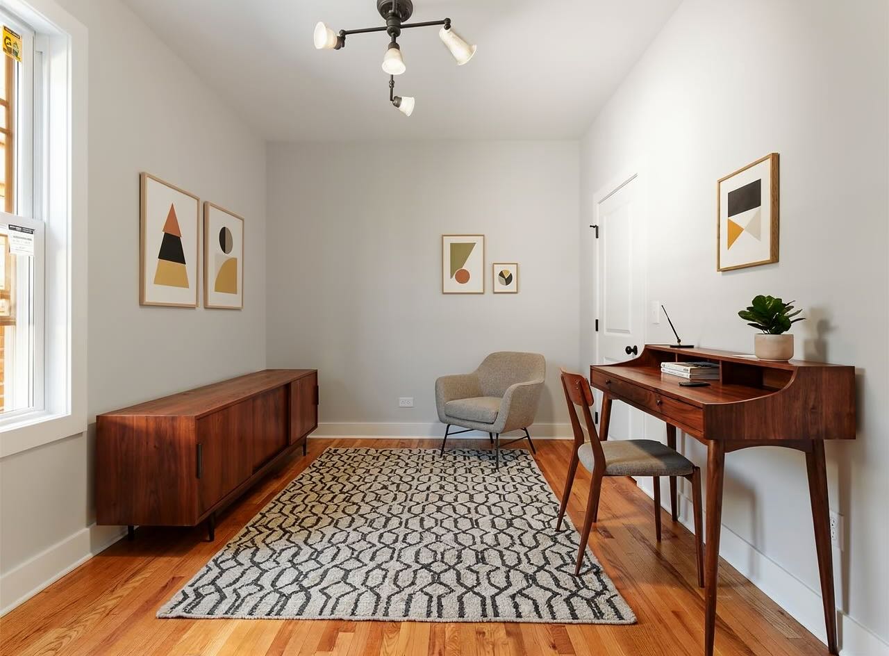 Modern bedroom after AI staging