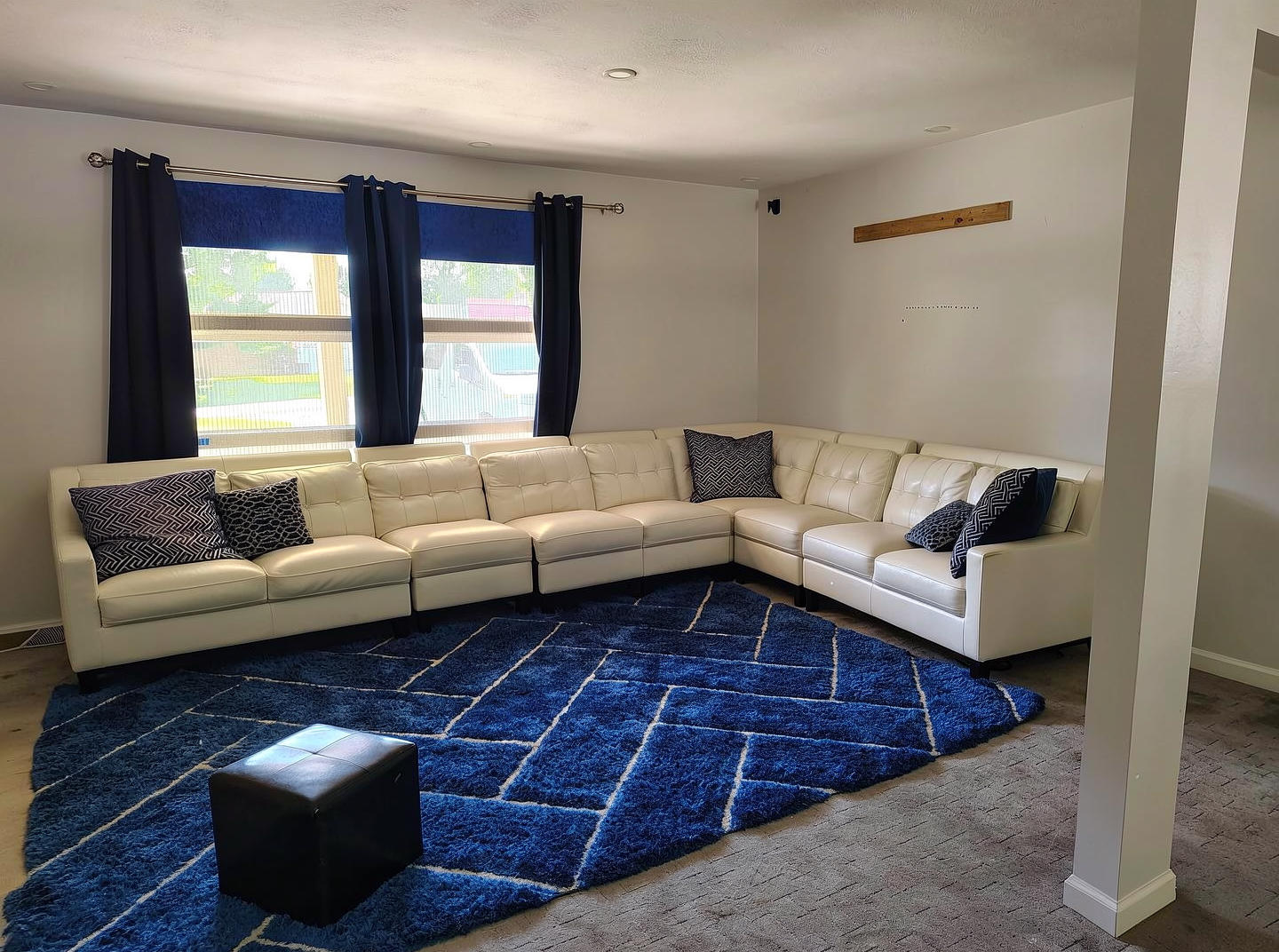 Empty family room before staging